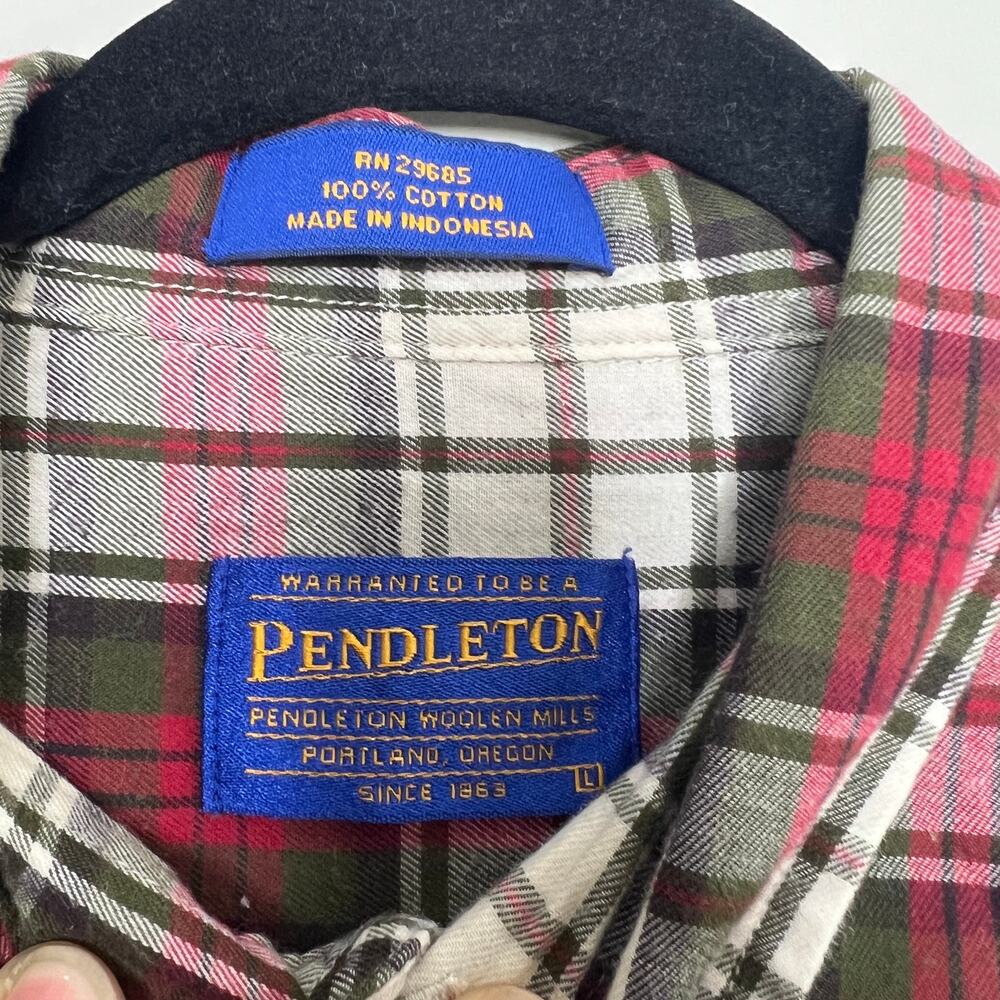 Pendleton Red Plaid Button Down Long Sleeve Size … - image 2